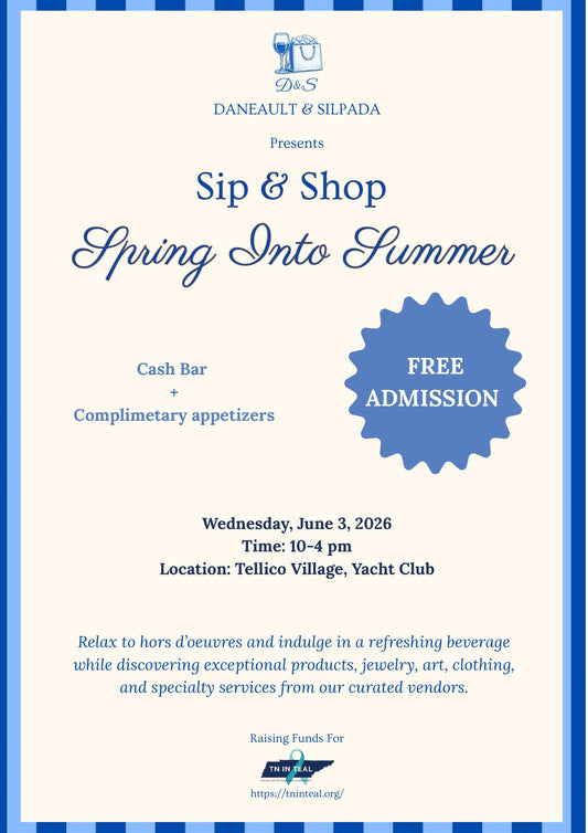 Sip & Shop by Daneault and Silpada | June 3rd, Tellico Village, Loudon, TN